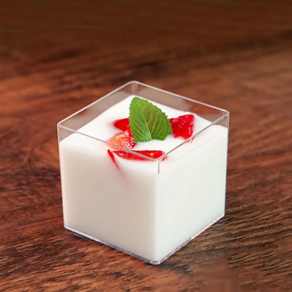 10Pcs 60/70ml Clear Ladder Shaped Cup Disposable Mousse Cup Dessert Cake Mousse Baking Appetizer Jelly Pudding