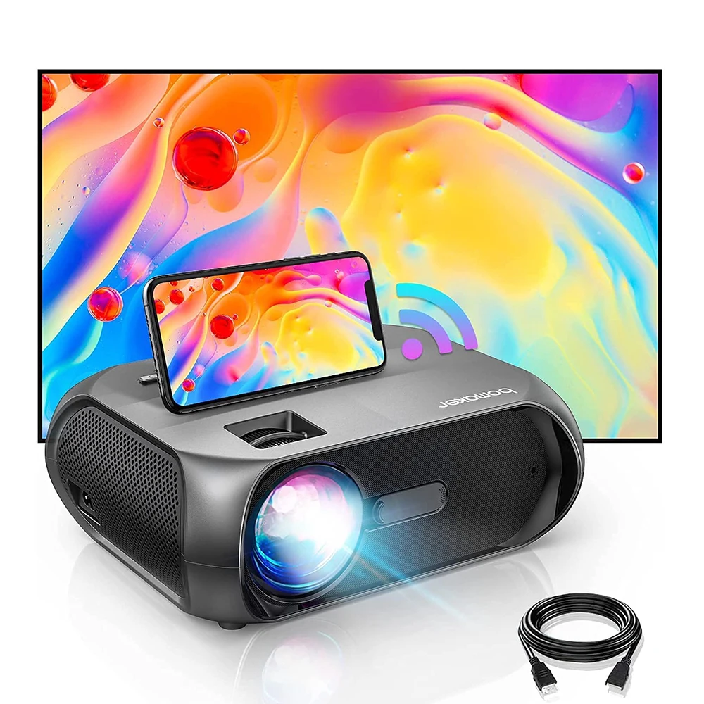 projector screen BOMAKER Mini Projector Portable WiFi Android 6.0 Projector for HD 720P Video Projector 150 ANSI Lumens Phone Smart 3D Beamer best projector Projectors