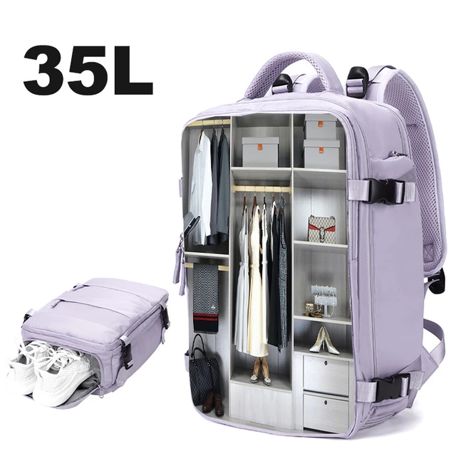 Purple Backpack Multifunctional Travel Bag Big Capactiy Backpack Shoulder  Bags for Women with Independent Shoes Pocket