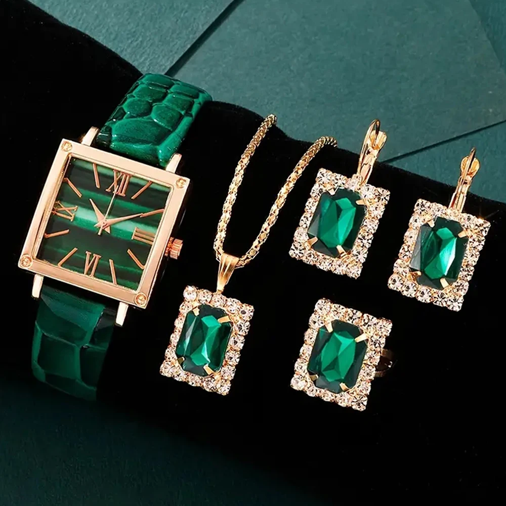 Women Watches Luxury Quartz Watch Roman Digital Dial Clock Fashion Business 5PCS/Set