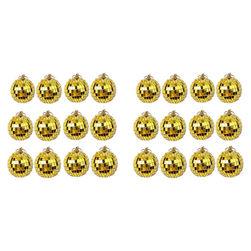 

Декоративный зеркальный диско-шар из 24 предметов, фотоэффекты или световые эффекты для диджея, украшение для дома, реквизит для сцены (2 дюйма, золото)