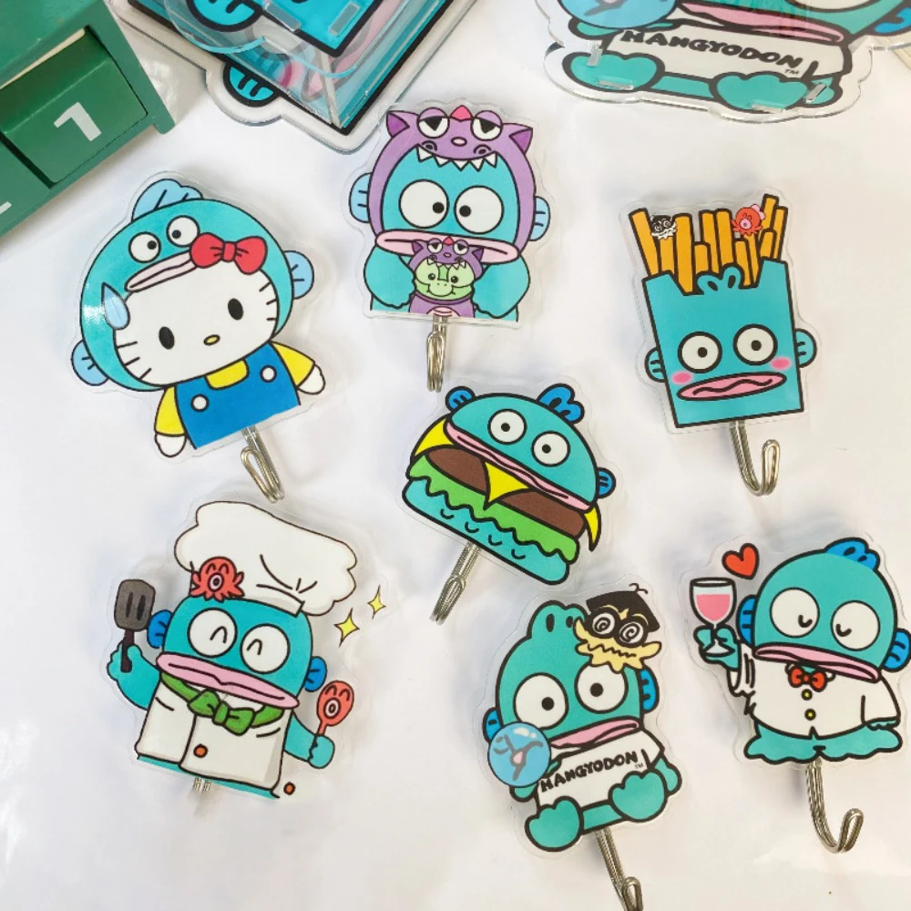 

7pcs Kawaii Hangyodon Door Hook Anime Sanrio DoorBack Bathroom Hook Cute Acrylic Seamless HookFree Punching Hook Room Decoration