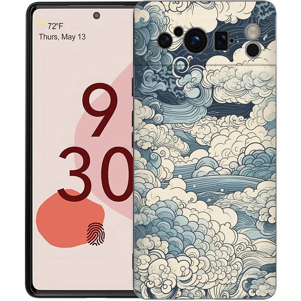 Japanese Landscape Design Shockproof Black Silicone Phone Case
