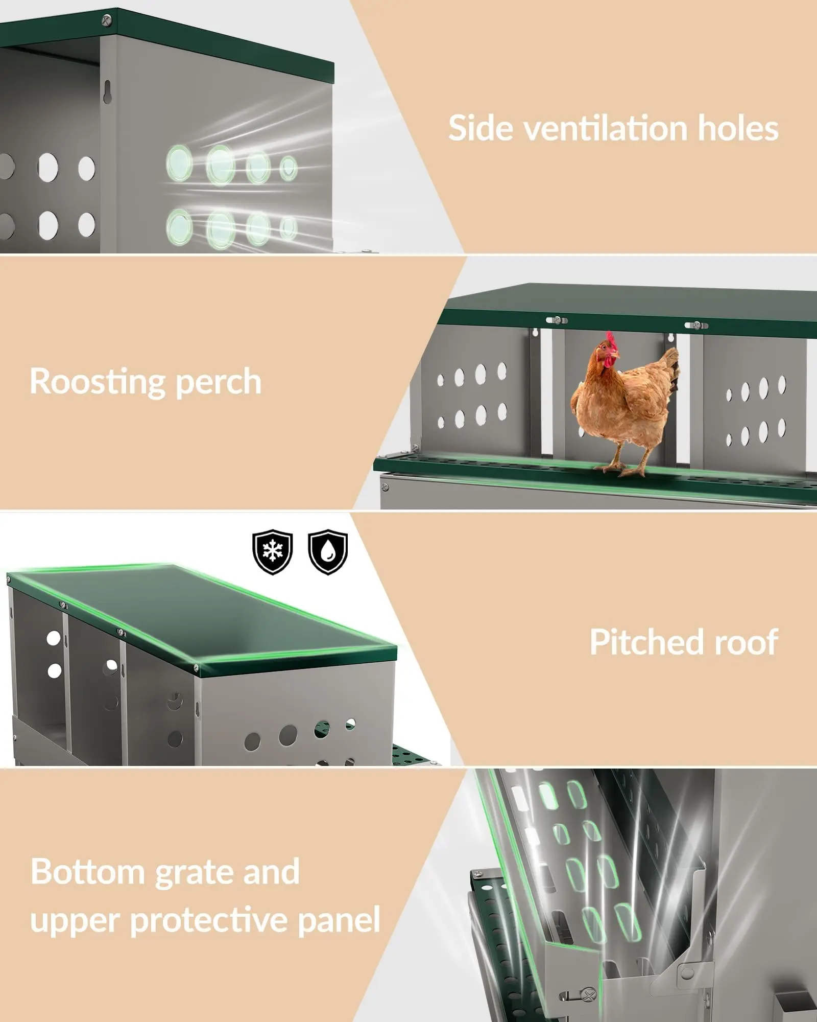 Stacked nesting boxes in coop