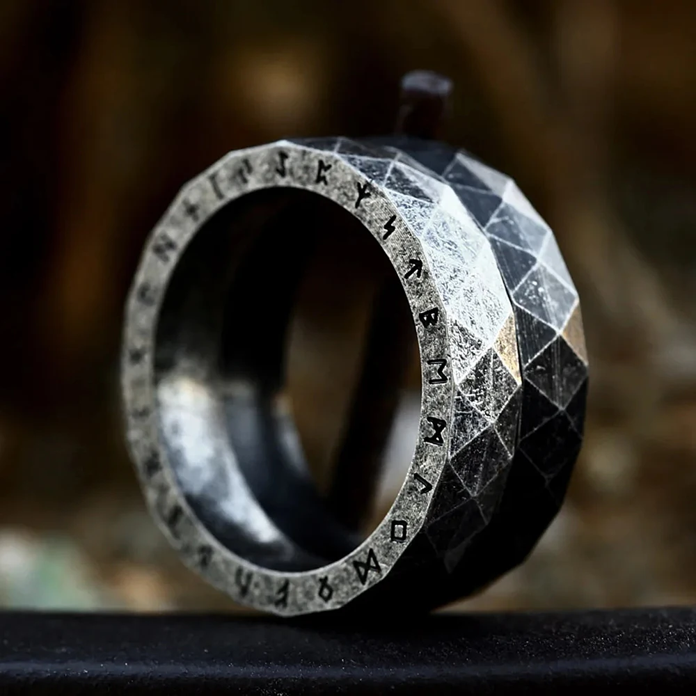 Nordic Retro Viking Rune Ring For Men Stainless Steel Viking Amulet Ring Simple Small Size Fashion Jewelry Gifts finger ring stainless steel ring