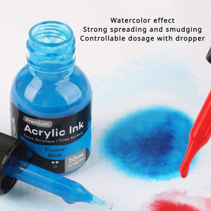 6/12 Colors Dropper Acrylic Ink Set Waterproof Outlining Fluid Painting  Hand Painting Diy Graffiti Watercolor Paint 30ml Nail