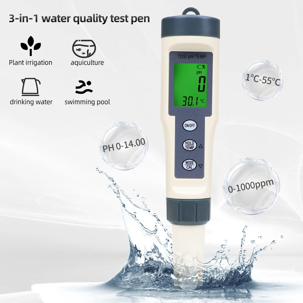 

PC-101 PH метр ORP измерители хлора TDS тесты солености ers EC детектор температуры монитор качества воды тестовый инструмент фильтр для бассейна 40%