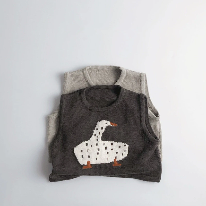 Childrens Sleeveless Knitted Vest - Cute Animal Cotton Sweater Coat for Boys  Girls