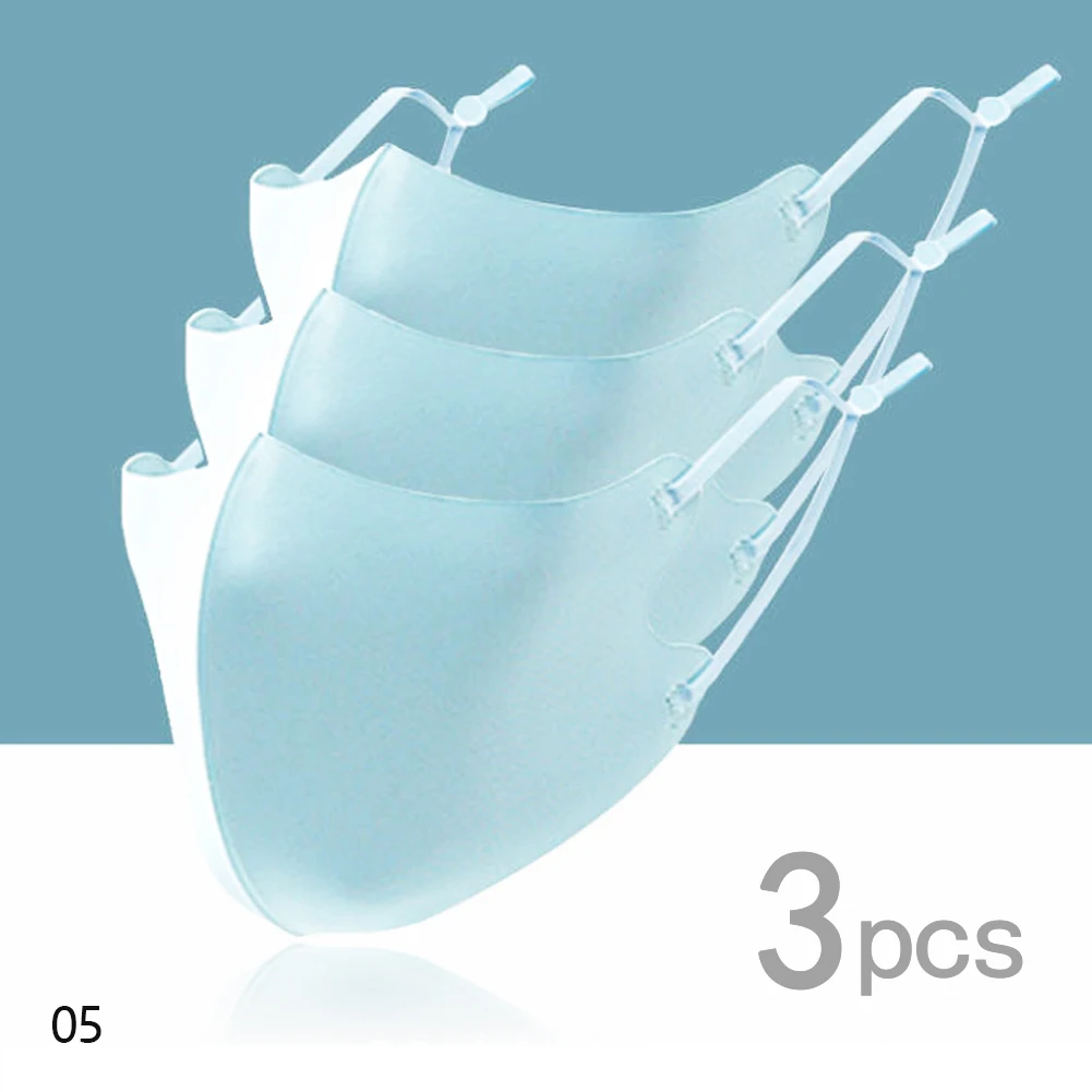 3-Pack Breathable Ice Silk Reusable Face Masks with Anti-Dust Filter