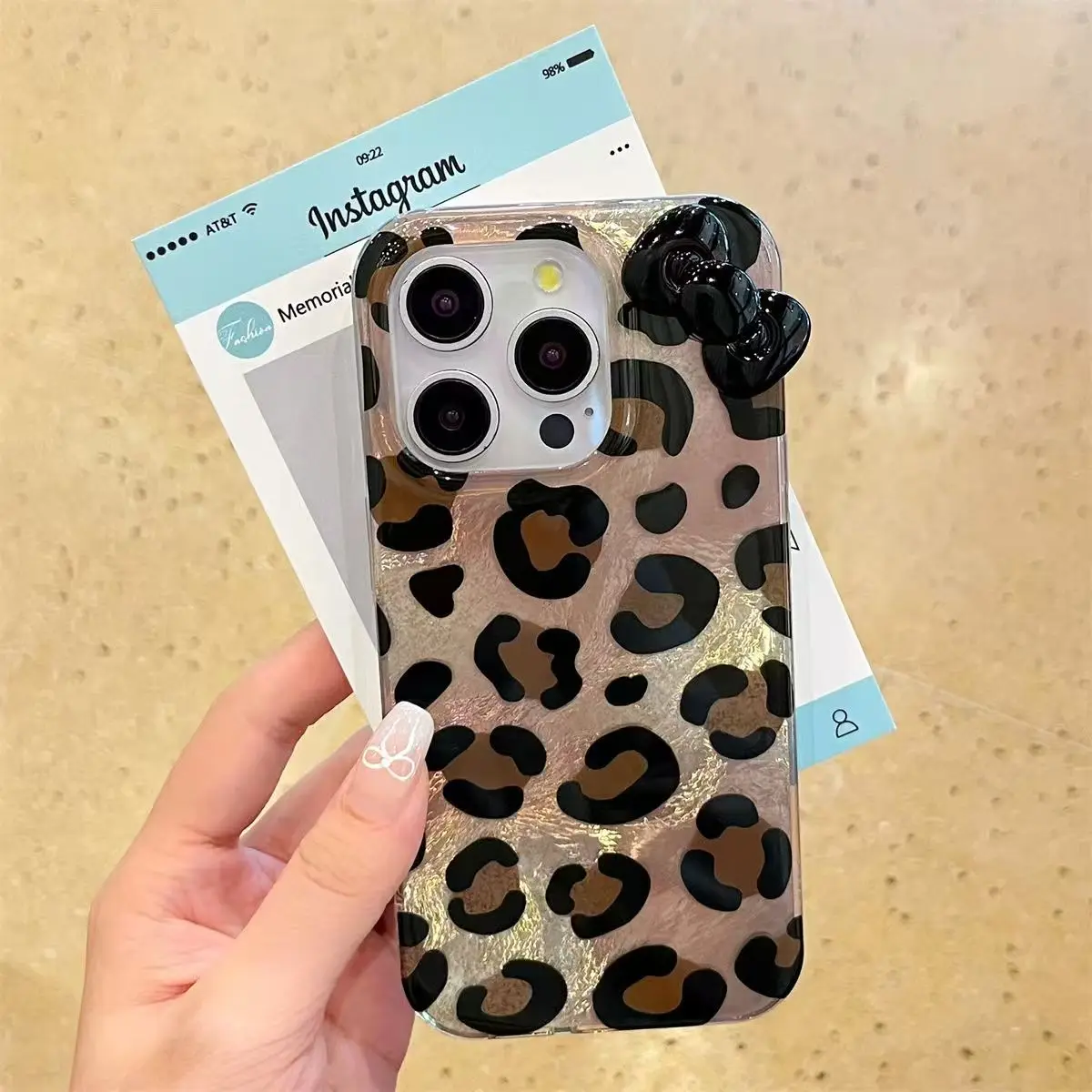 Gold Leopard Pattern Hard Phone Case Cover