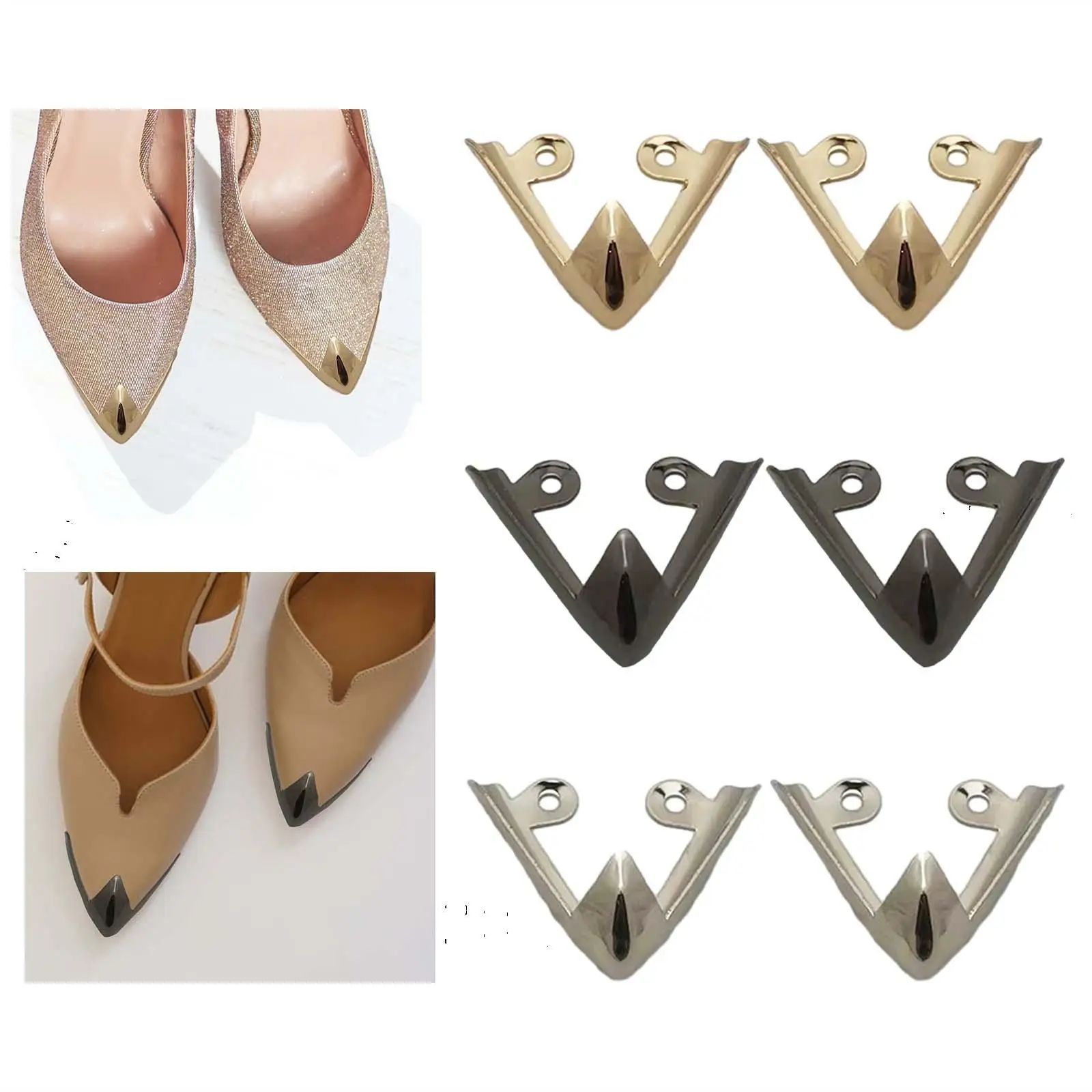 Copripunta Metallici Per Tacchi Alti - 2 Paia, Decorazione E Protezione Per Scarpe - Foto 2