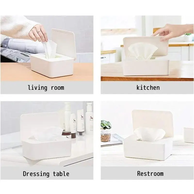 New Plastic Tissue Box Wet Holder Cover Wipes Paper Storage Towel Dispenser Home Napkin Organizer 4