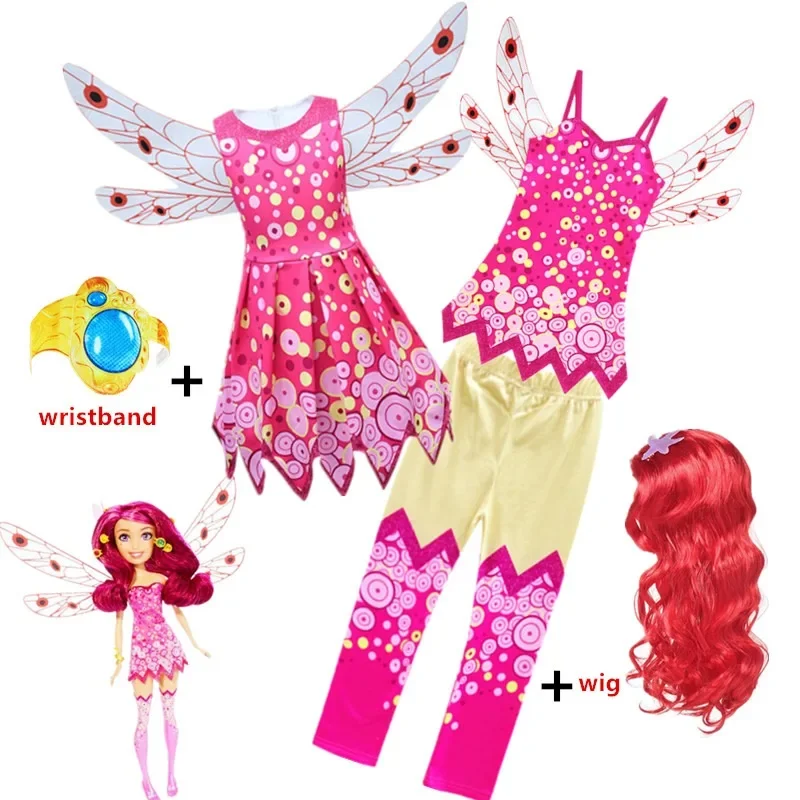 Girls M-Mia And Me Cosplay Mia Dress Pants Costume wigs Children Birthday Party Carnival Clothes For Girl Halloween Costumes