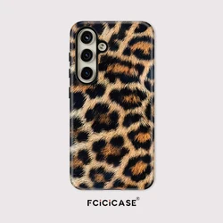 Leopard Print Shockproof Phone Case with Soft Rubber Frame and Acrylic Cover - Galaxy A56 5G (TYFL059)