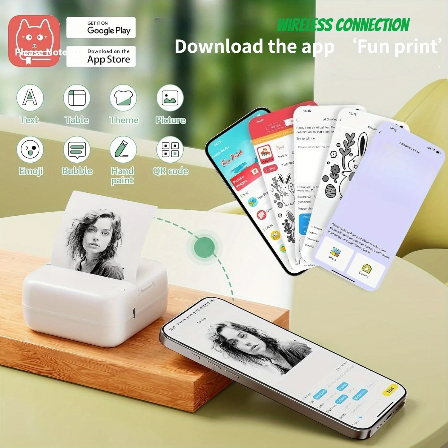 Mini Pocket Thermal Label Receipt Photo Notebook Printer for Learning Notes Image Printing, Compatible with iOS and Android