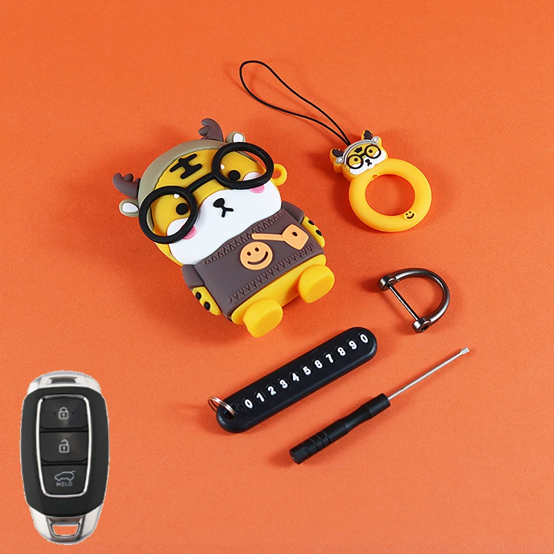 جرابات مفاتيح سيارة من الكرتون النمر ، أغطية مفاتي...