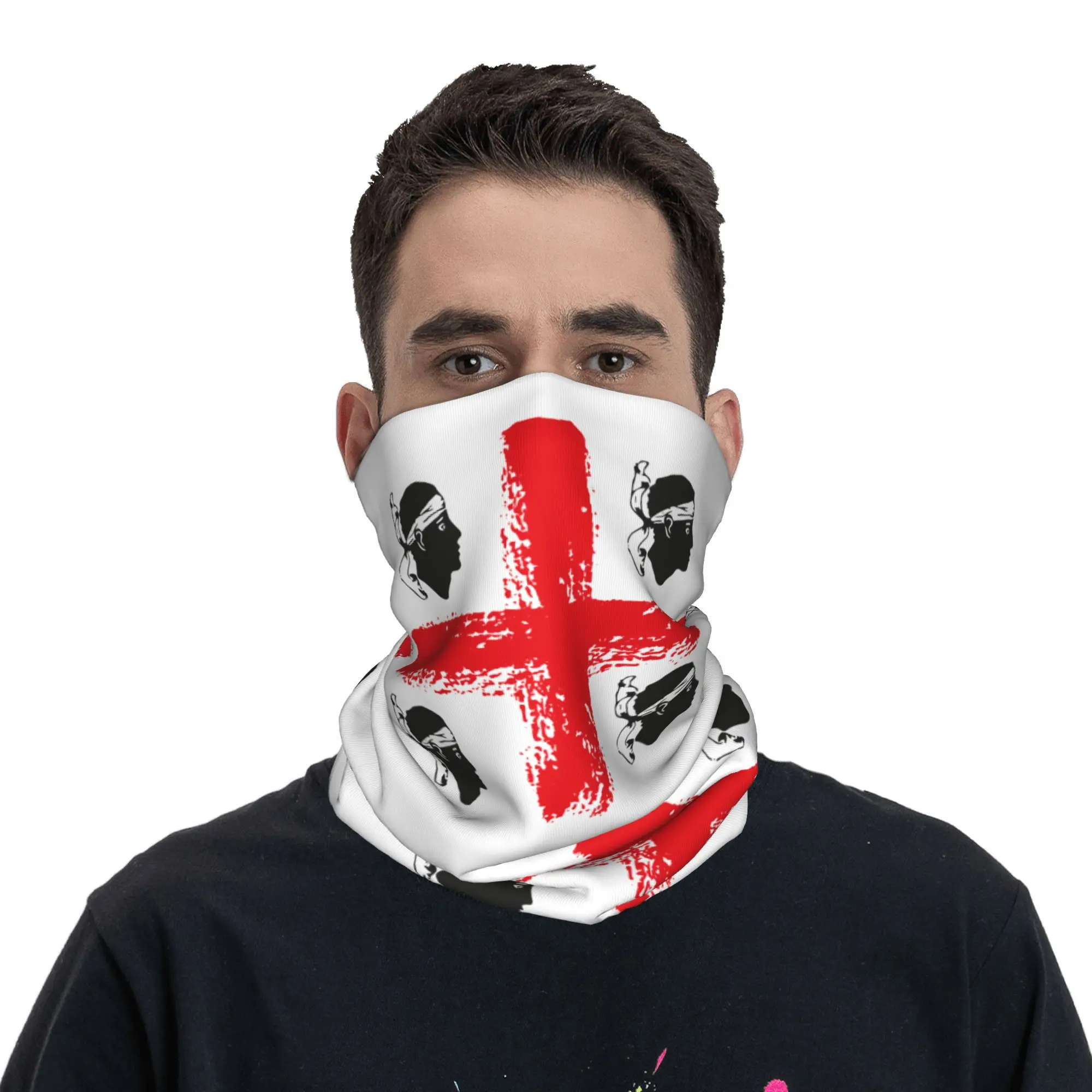 Italy Sardinia Coat Of Arms Bandana Neck Gaiter for Ski Cycling Wrap Scarf Sardegna Flag Four Moors Headband Warmer