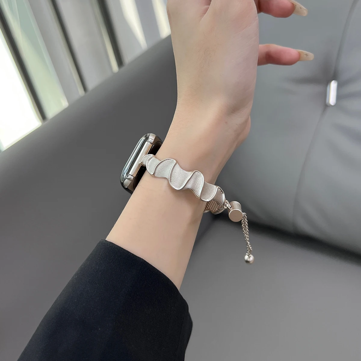 حزام معدني للنساء لساعة أبل 10 باند 42 مللي متر 41...