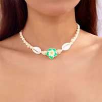 Collier ras du cou bohème en coquillage pour femme, pendentif fleur douce, ULtissée à la main, accessoire de bijoux de cou, mode estivale 5