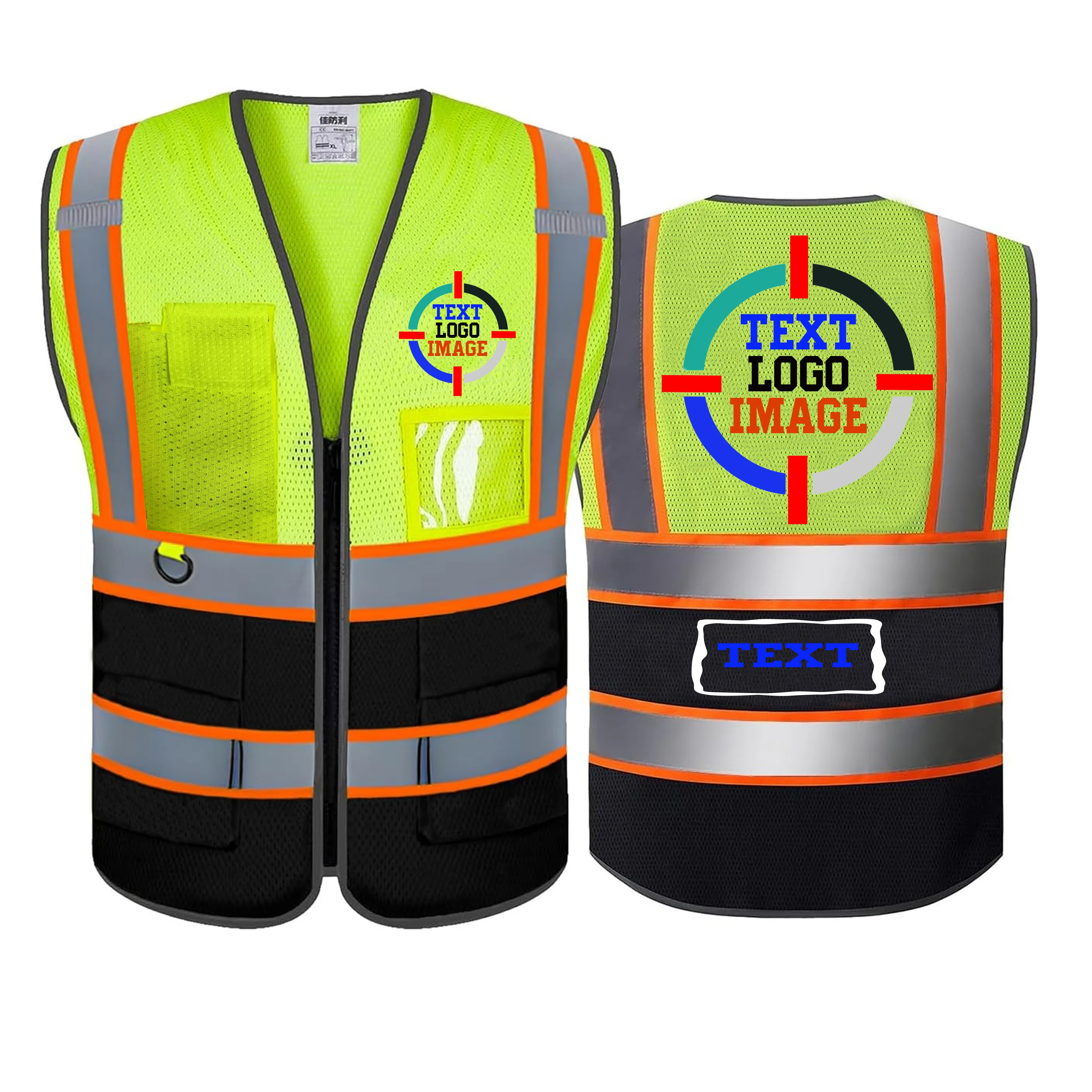 Mesh Safety Vest Your Text Reflective Motocycle Vest Hi Visibility Construction Work Uniform Security ANSI reflective safety vest