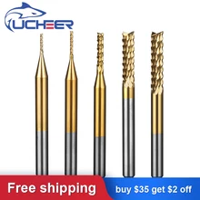 

UCHEER 10pcs 3.175 PCB Corn milling Cutter TiN coating Tungsten router bits cutting end mill for Engraving machine