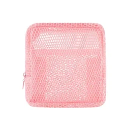 Portable and Durable Menstrual Pad Storage Bag with Zipper Closure - Ideal for Travel and Everyday Use (Pink Mesh)
