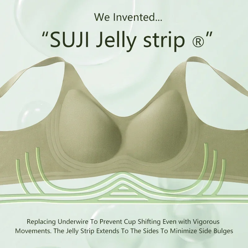 SUJIIN Women's Large Size Seamless Wireless Bras for Women Sexy Plunge Padded Push Up Bra Woman Fixed 3/4 Cup Bralette Underwear