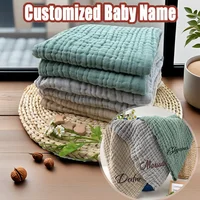 Personalised Name Baby Bath Towel Six Layer Gauze Cotton Swaddle Quick-Dry Absorbent for Newborn Nursing & Travel Beach Blanket
