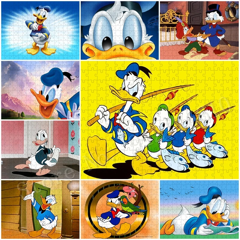 

Cartoon Donald Duck Puzzle for Adults 300/500/1000 Pics Disney Movies Decompress Jigsaw Puzzles Diy Game Toys Crafts Decor Gifts