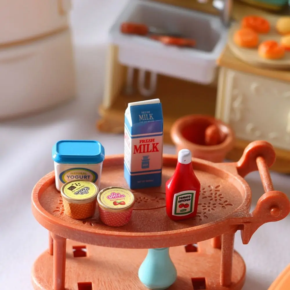 Simulation Dollhouse Tomato Sauce Decoration Pretend Play Miniature Yogurt Model Resin Mini Doll Kitchen Food Dolls House Decor