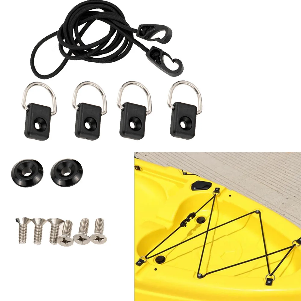 D Ring Ormeggio Deck Montaggio Canoa Kayak Bungee Shock Cord Corda Da Vela Con Vite Da Pesca Rigging Bungee Kit Set