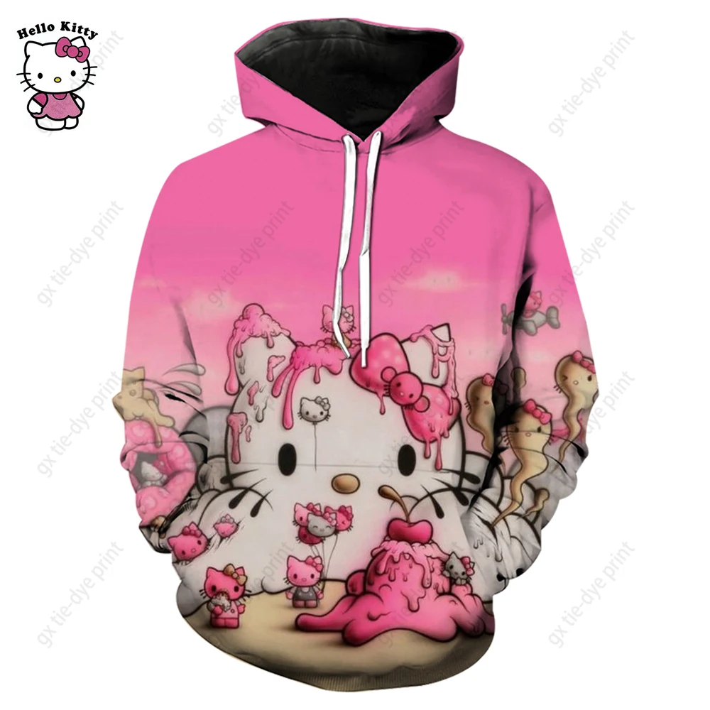

Женская толстовка с капюшоном Hello Kitty, в стиле хип-хоп