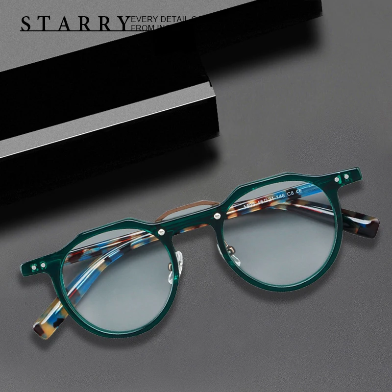 

Круглые высококачественные очки ручной работы для мужчин и женщин, оптические аксессуары в стиле ретро для чтения при близорукости, в ацетатной оправе