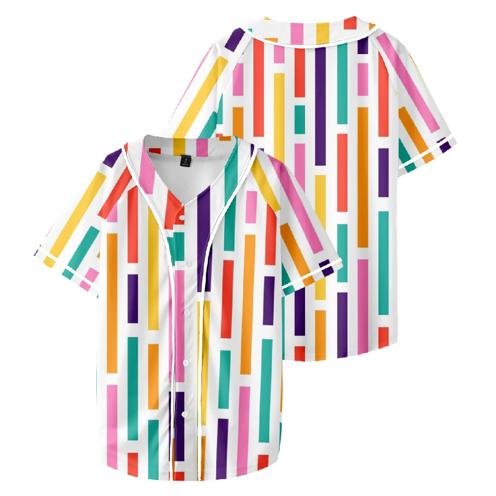 

Бейсбольная футболка в полоску с 3D принтом, футболка унисекс с коротким рукавом, Повседневная Уличная одежда для женщин и мужчин