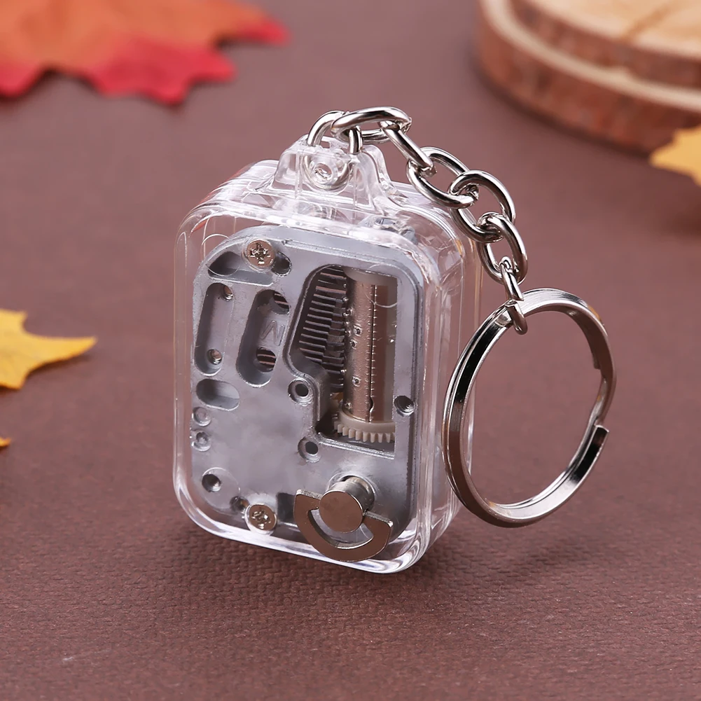 Portable Kids DIY Music Box Movement Keychain Handy Crank Musical Case Children Birthday Gifts Household Mini Ornaments 3