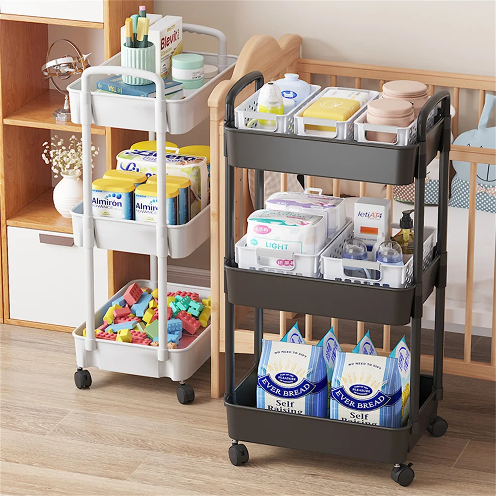 

New pattern Livingroom Storages Rack Kitchen Bathroom Organizer Shelf Rolling Utility Cart Storage Shelf Movable Storage Rack