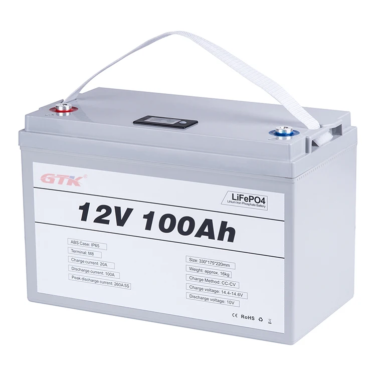GTK 12v 100Ah Lifepo4 Solar Energy Storage Li-ion Battery for Electric Bike Scooter+20A Chargers, Capacity Can Be Customized