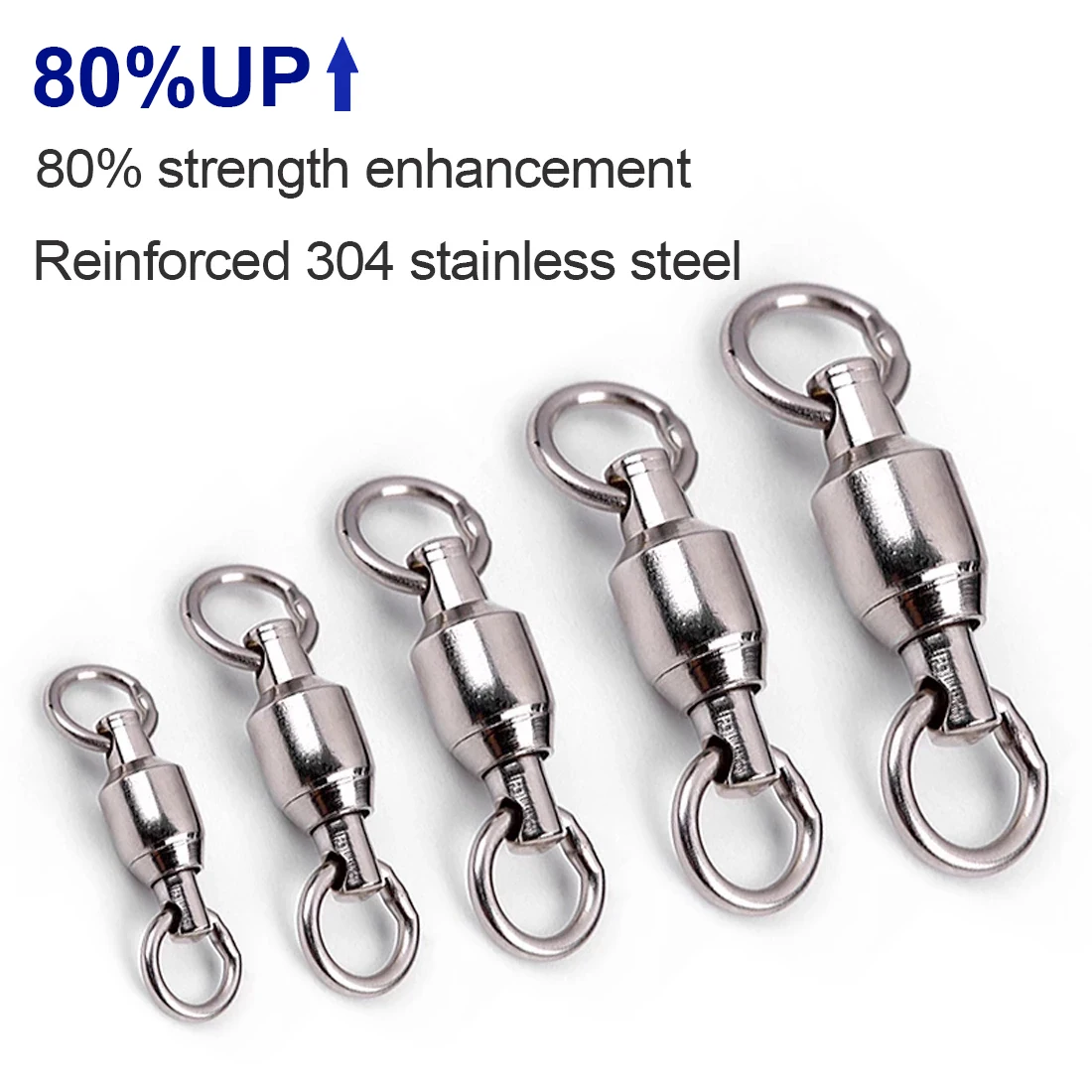 FishTrip Ball Bearing Swivels Solid Welding Ring Stainless Steel Heavy Duty Saltwater Swivel Catfish Swivels Terminal Tackle