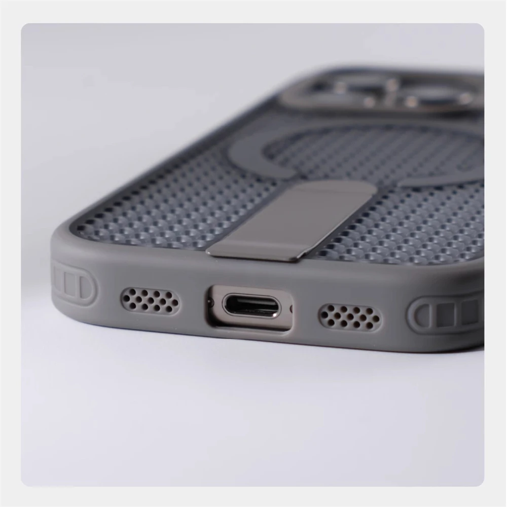 Kühlung Wärmeableitung für Magsafe Magnetische Hülle für iPhone 17 16 Pro Max 15 Plus 14 13 12, stoßfeste Hide Stand Cover Shell – Detail 12