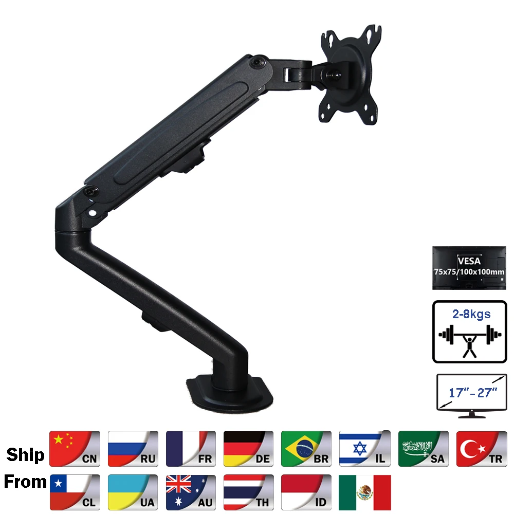 Mola Mecânica Desktop Monitor Mount Bracket Suporte de Tela Lcd Suporte de Mesa Apto para 13 a 27 Gc0912