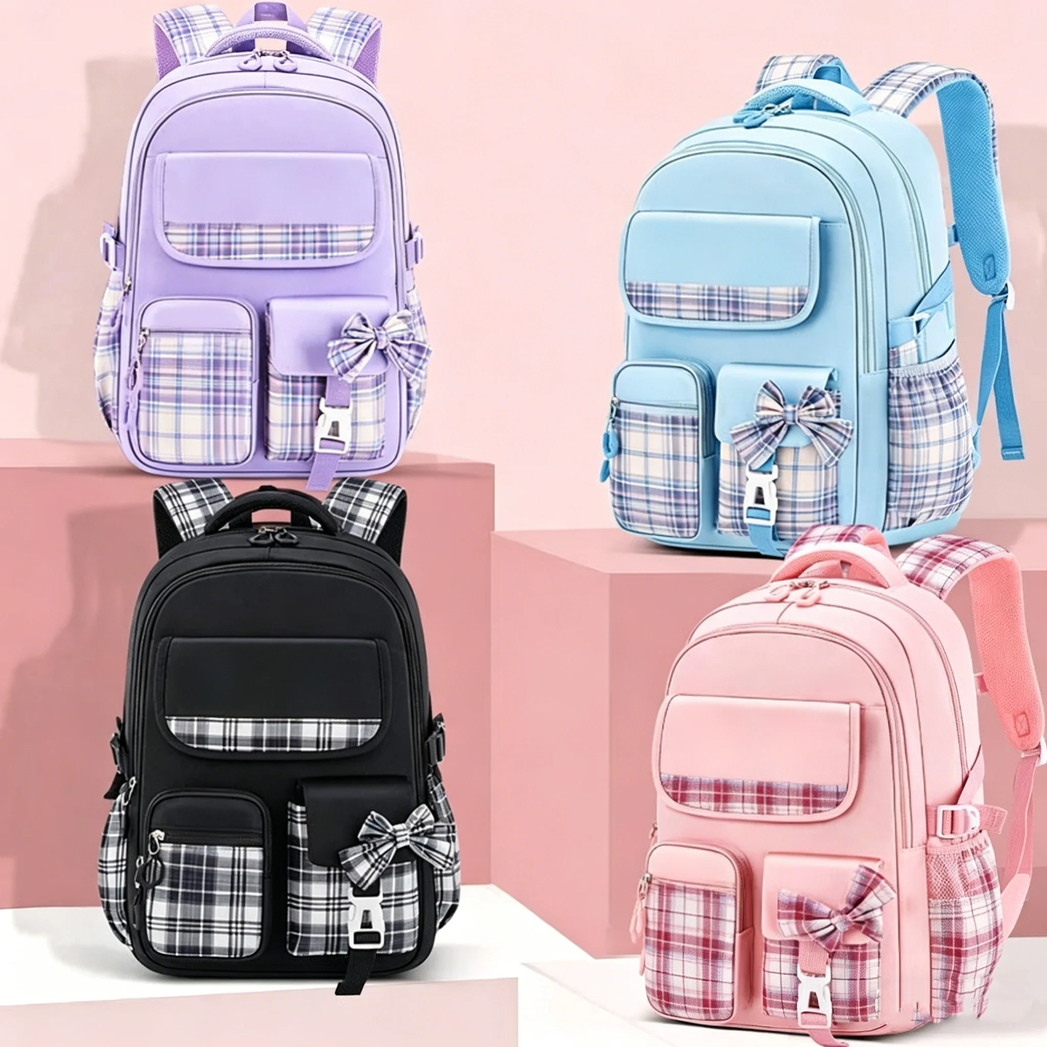Large Capacity Lightweight Kids Backpack Ergonomic Spine Protection School Bag for Girls Durable Cute Student Bookbag 1