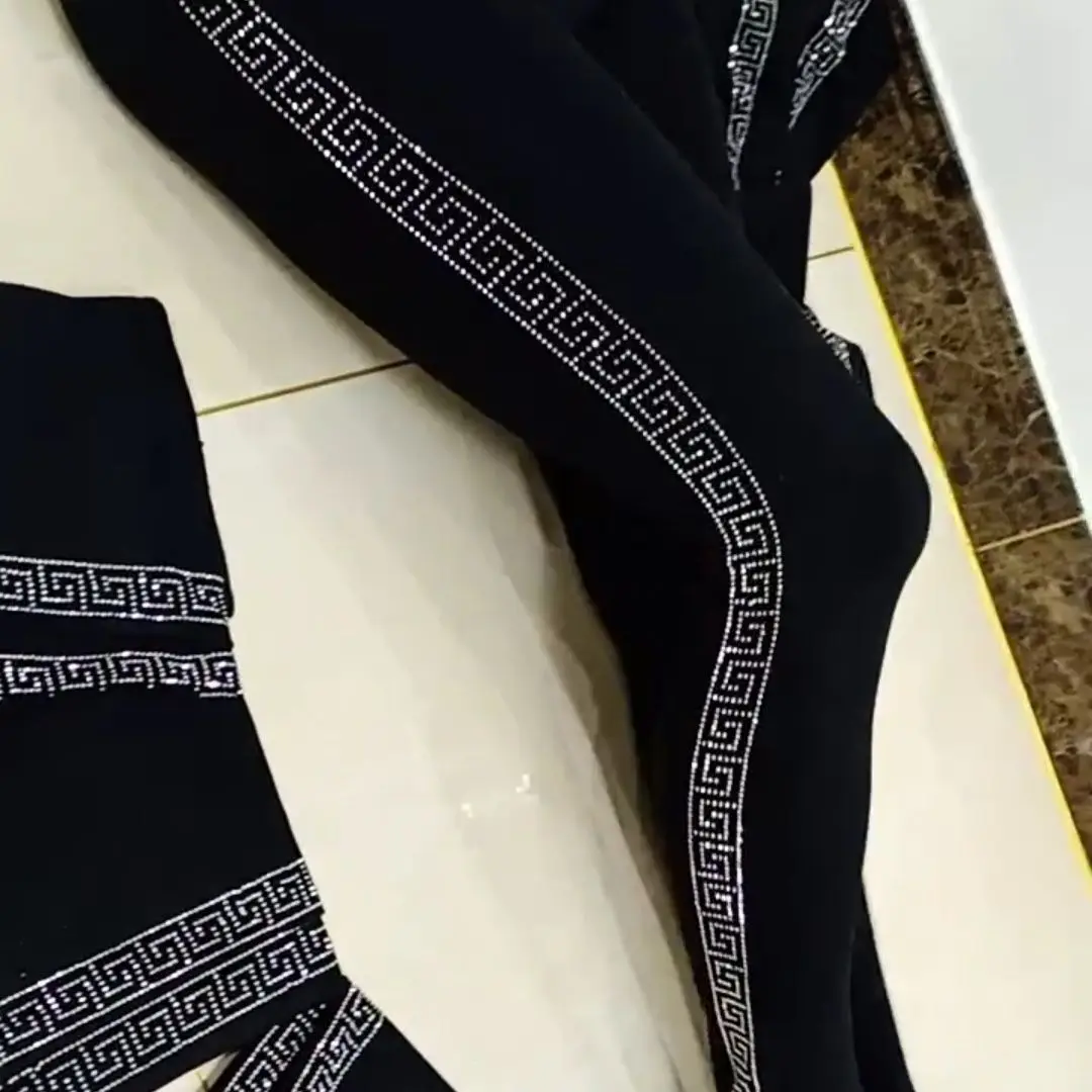 Modal Leggings Wearing All Seasons High Stretch Ankle-length Bottoming Pants Blingbling Shiny Hot Drilling Yoga Fitness Legging