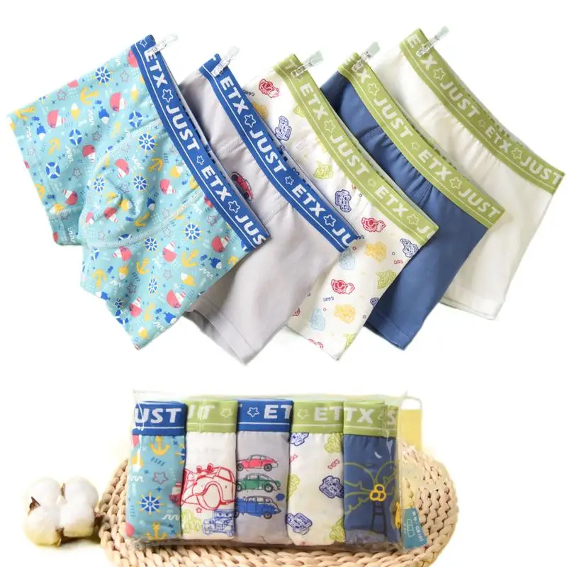 Yourseason 5pcs/lot Underwear For Boy Cotton Breathable Cartoon Boxers