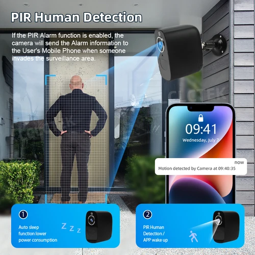 LCLCTEK 4G LTE SIM 카드 4MP 와이파이 배터리 구동 CCTV 카메라, 야외 IP66 무선 보안 감시 카메라, PIR 감지 5