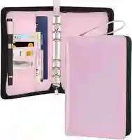 New A6 Budget Binder with Zipper, 6 Ring Refillable Planner Binder Cover for Cash Budget System, PU Leather Personal Organizer 2