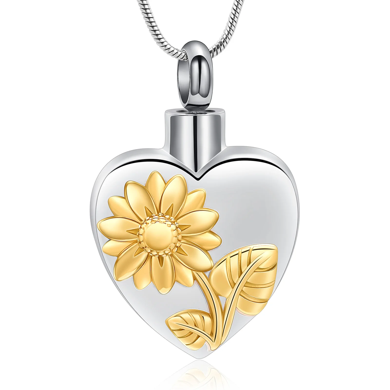 

Sunflower Cremation Urn Necklace for Ashes Jewelry Heart Keepsake Memorial Cremation Jewelry Stainless Steel Ash Pendant Keepsak