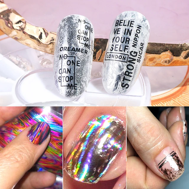 Foil for Nails Nail Art Transfer Foil Holographic Adhesive Decal Starry  Glue Foil Nail Tip Manicure Tool Decoration