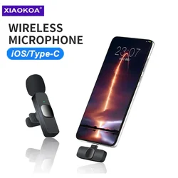 XIAOKOA Wireless Lavalier Microphone Portable Audio Video Recording Mini Mic for iPhone Android Live Broadcast Gaming Phone Mic
