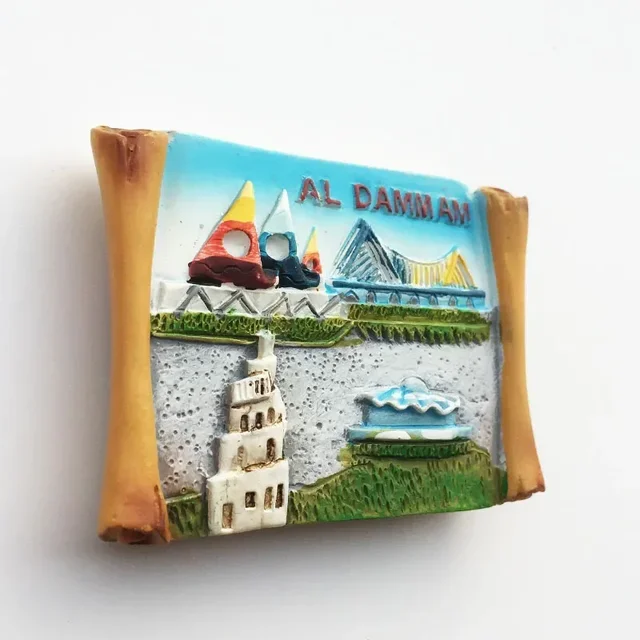Middle East Saudi Arabia Fridge Magnet Bahrain Dammam Madinah Makkah Buraydah Tourism Decoration Resin Refrigerator Sticker 3