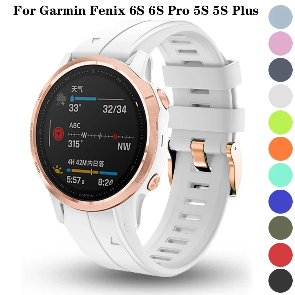 Rose Gold Buckle Silicone Wristband Replacement Strap - 20mm Smartwatch Bracelet